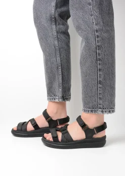 Wolky Action Lady - zwart gevet leer<DAMES Sandalen