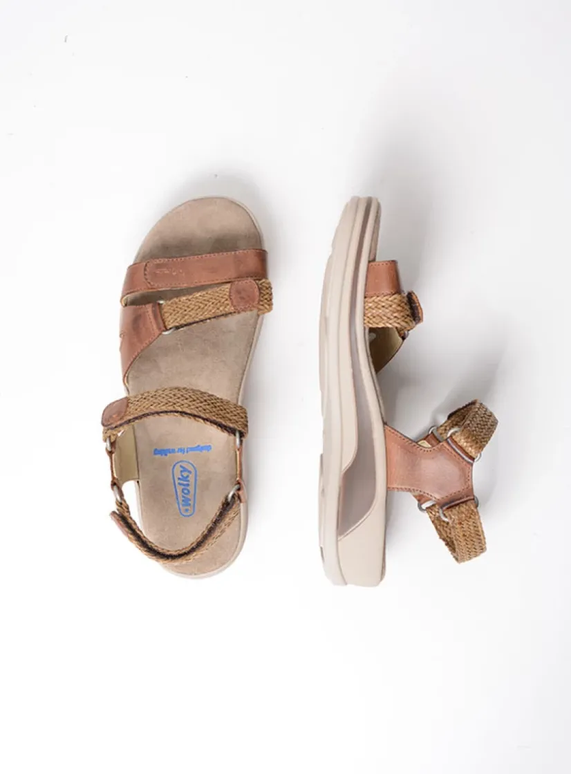Wolky Acula - cognac leer<DAMES Sandalen