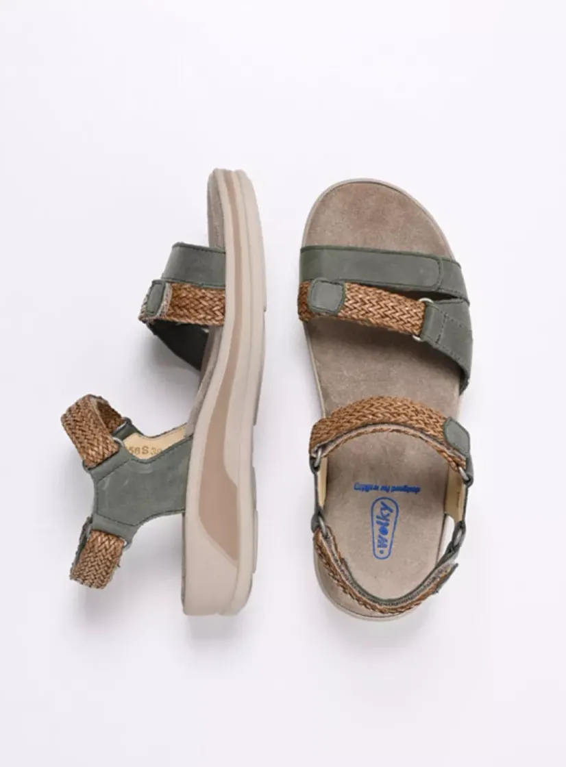 Wolky Acula - saliegroen nubuck<DAMES Sandalen
