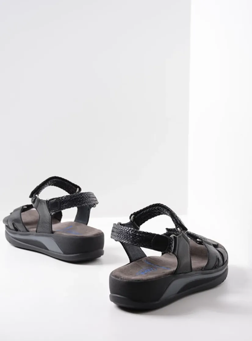 Wolky Acula - zwart leer<DAMES Sandalen