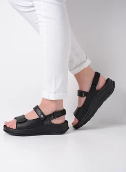 Wolky Adura - zwart leer<DAMES Sandalen