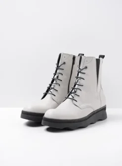 Wolky Akita - winterwit leer<DAMES Veterlaarzen|Herfst/Winter