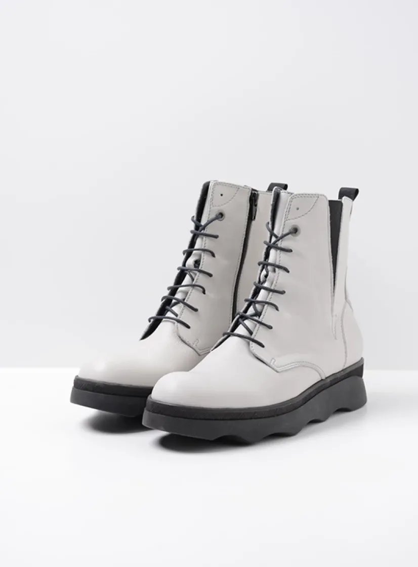Wolky Akita - winterwit leer<DAMES Veterlaarzen|Herfst/Winter