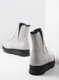 Wolky Akita - winterwit leer<DAMES Veterlaarzen|Herfst/Winter