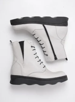 Wolky Akita - winterwit leer<DAMES Veterlaarzen|Herfst/Winter