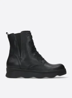 Wolky Akita - zwart leer<DAMES Veterlaarzen|Herfst/Winter