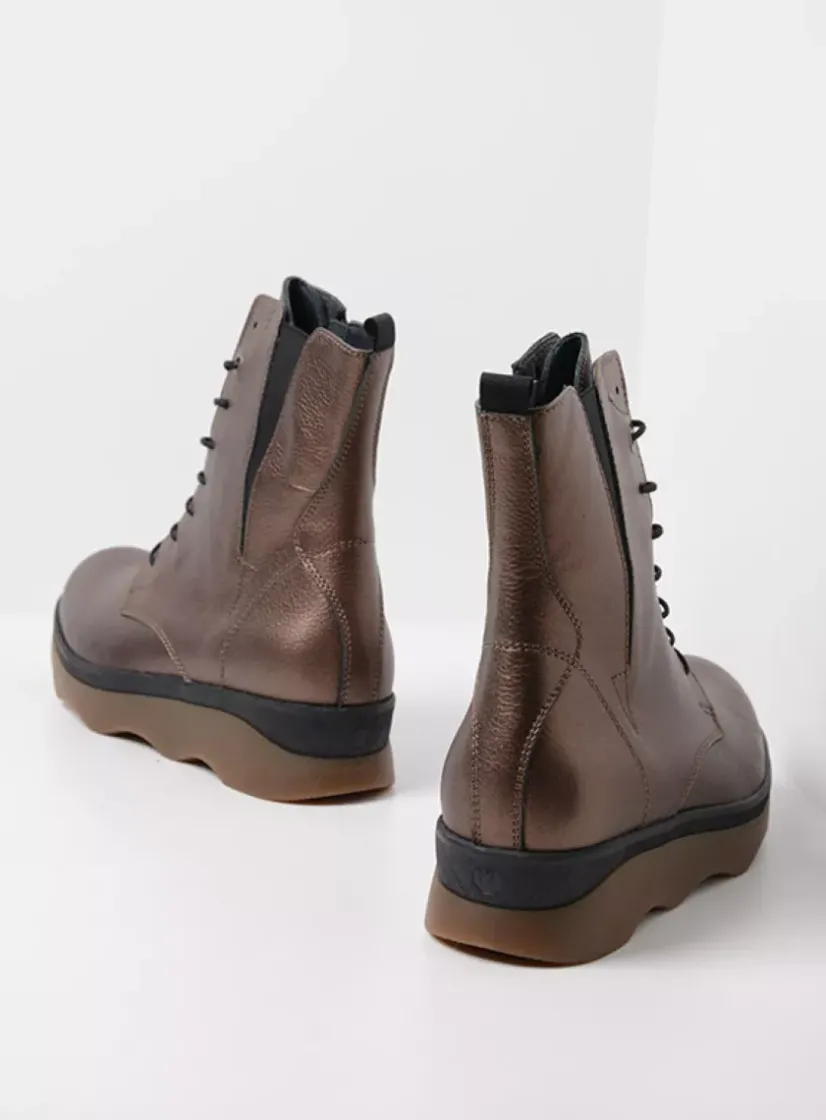 Wolky Akita HV - brons leer<DAMES Veterlaarzen|Herfst/Winter