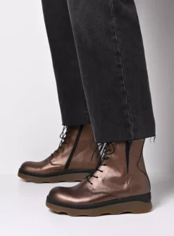 Wolky Akita HV - brons leer<DAMES Veterlaarzen|Herfst/Winter