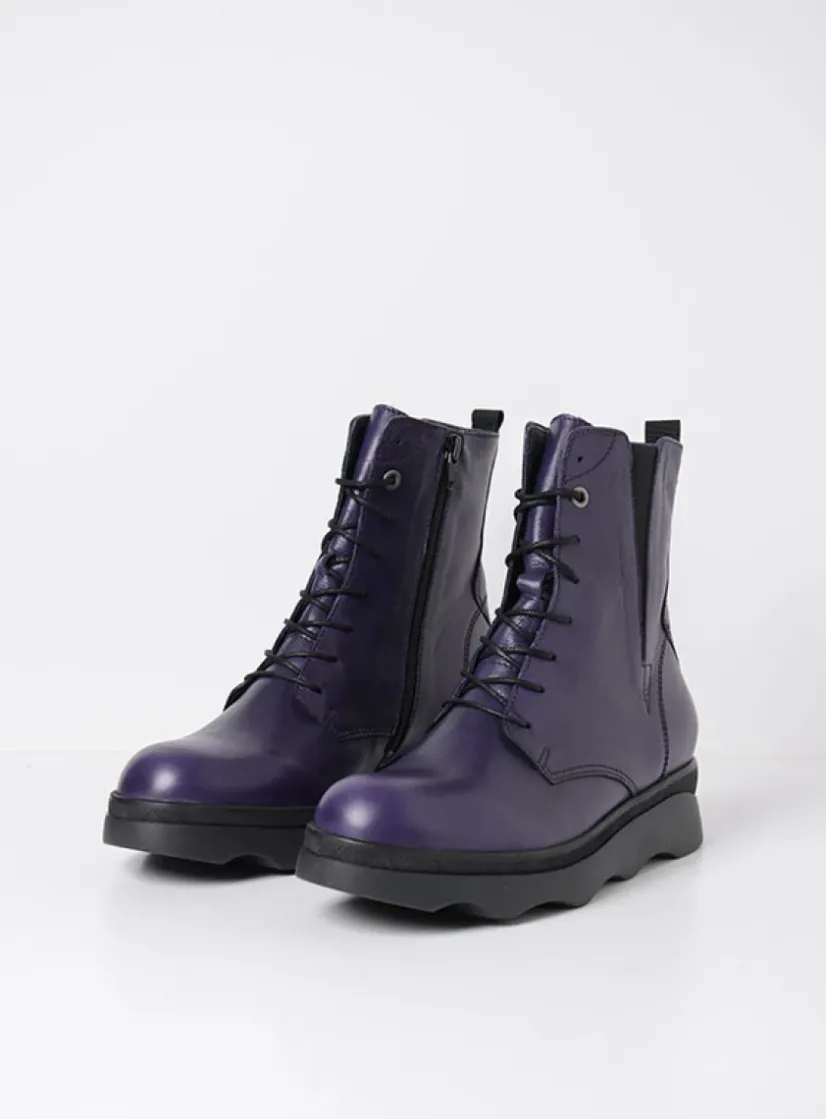 Wolky Akita HV - paars leer<DAMES Veterlaarzen|Herfst/Winter