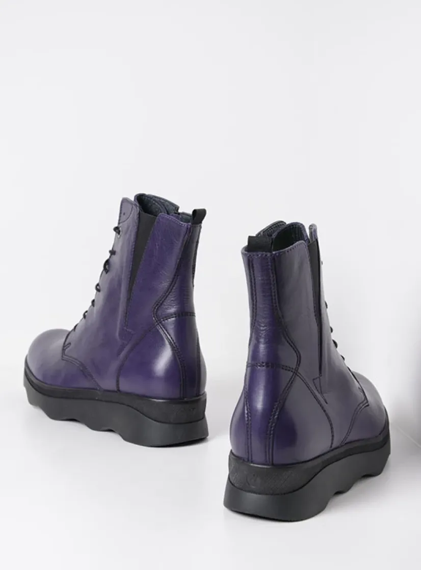 Wolky Akita HV - paars leer<DAMES Veterlaarzen|Herfst/Winter