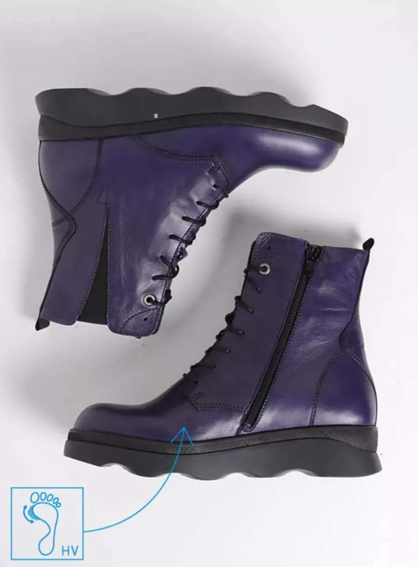 Wolky Akita HV - paars leer<DAMES Veterlaarzen|Herfst/Winter