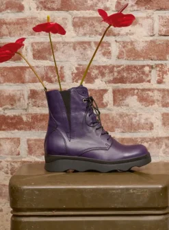 Wolky Akita HV - paars leer<DAMES Veterlaarzen|Herfst/Winter