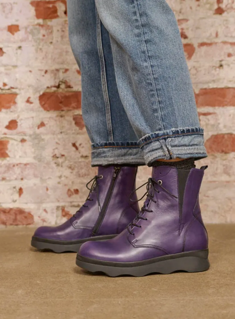Wolky Akita HV - paars leer<DAMES Veterlaarzen|Herfst/Winter