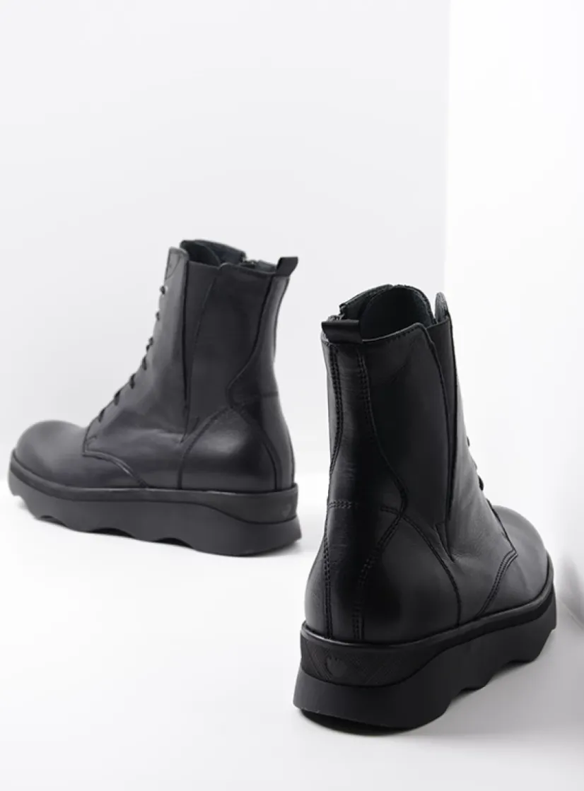 Wolky Akita HV - zwart leer<DAMES Veterlaarzen|Herfst/Winter