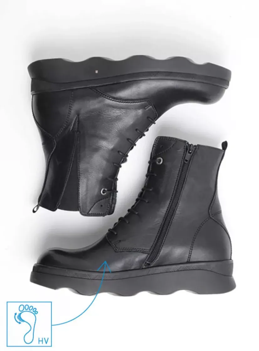 Wolky Akita HV - zwart leer<DAMES Veterlaarzen|Herfst/Winter