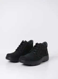 Wolky Annemarie XW - zwart nubuck<DAMES Wandelschoenen|Hoge Veterschoenen
