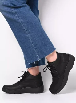 Wolky Annemarie XW - zwart nubuck<DAMES Wandelschoenen|Hoge Veterschoenen