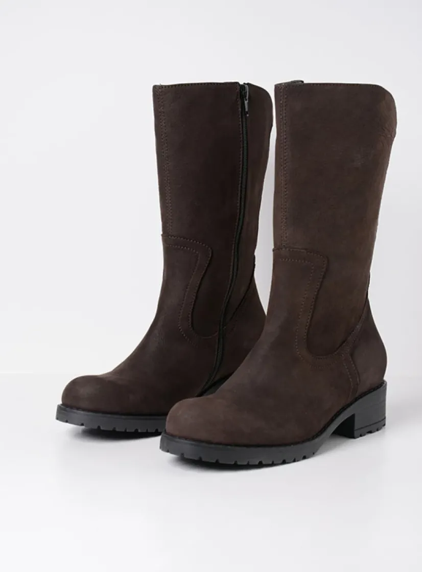 Wolky Ansina F2F - bruin nubuck<DAMES Halfhoge Laarzen|Herfst/Winter