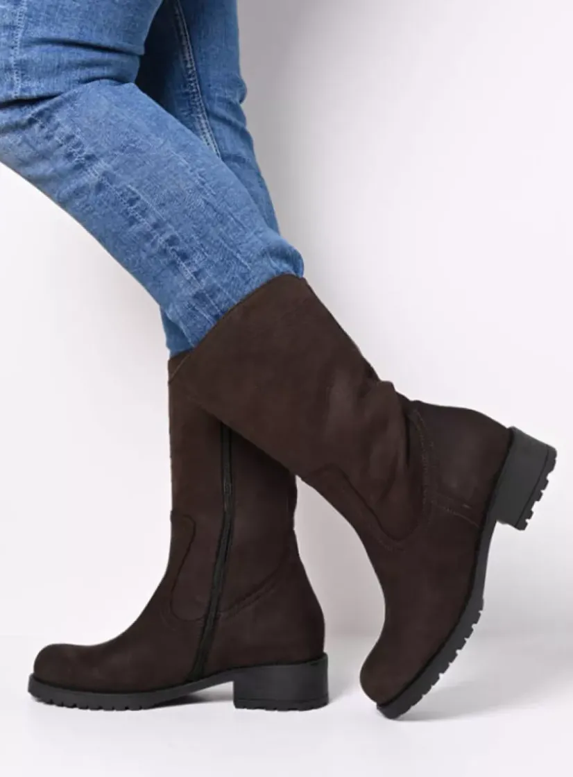 Wolky Ansina F2F - bruin nubuck<DAMES Halfhoge Laarzen|Herfst/Winter