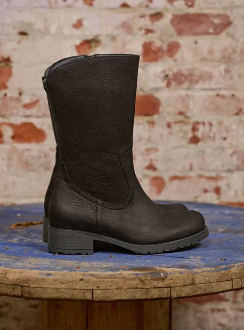 Wolky Ansina F2F - zwart nubuck<DAMES Halfhoge Laarzen|Herfst/Winter