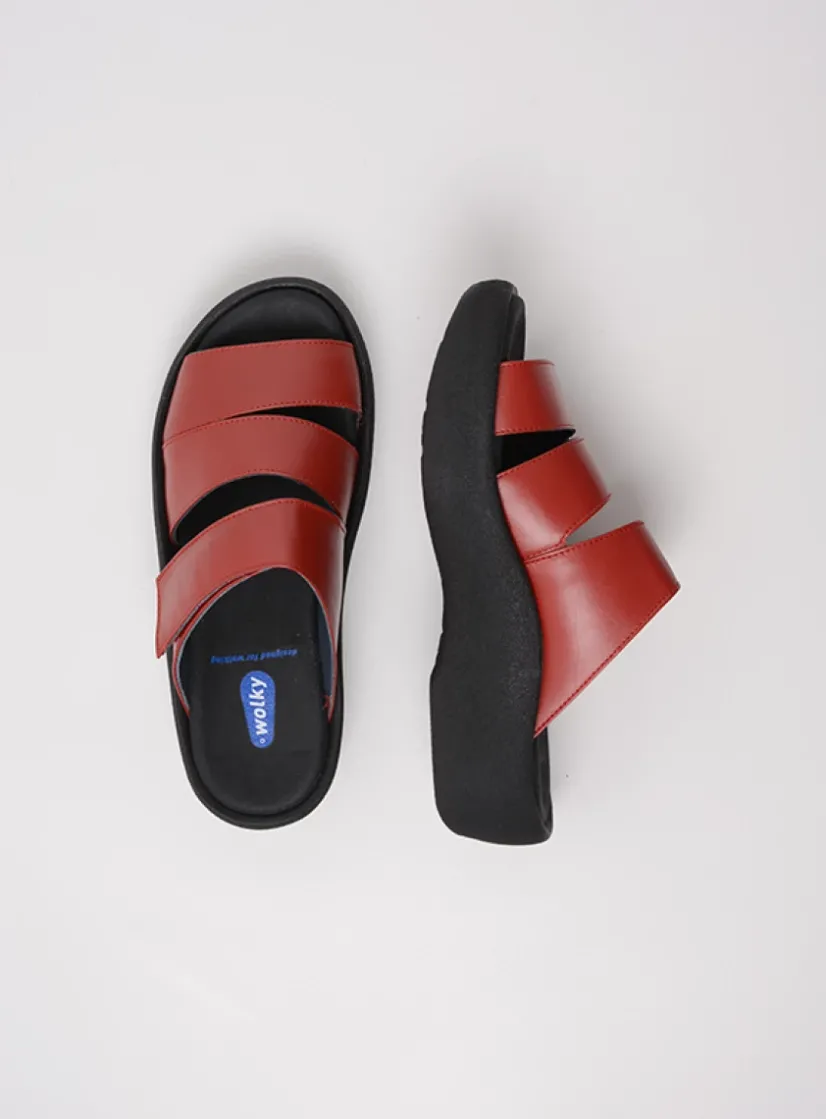 Wolky Aporia - rood leer<DAMES Slippers
