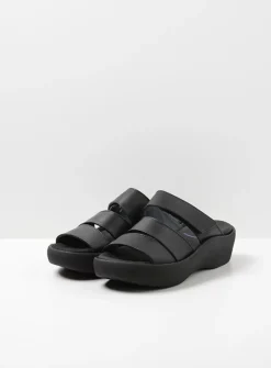 Wolky Aporia - zwart leer<DAMES Slippers