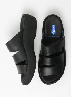 Wolky Aporia - zwart leer<DAMES Slippers