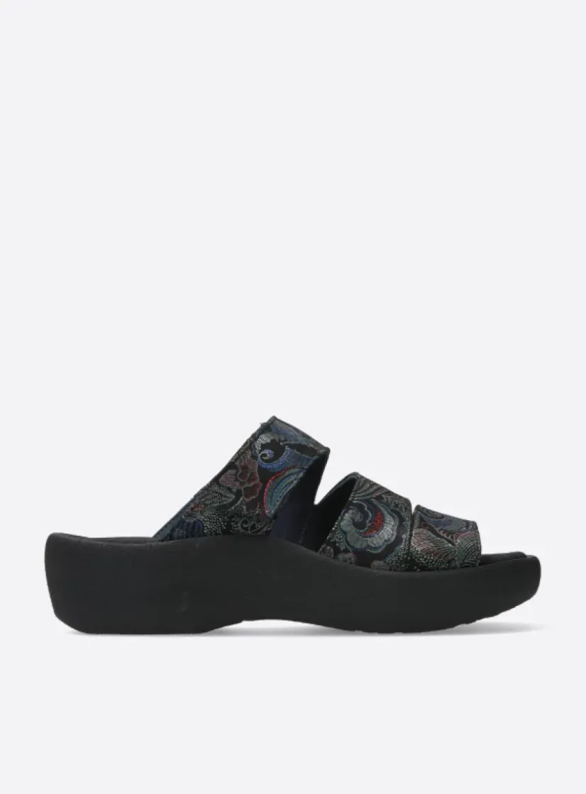 Wolky Aporia - zwart/blauw suede<DAMES Slippers