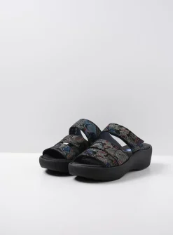 Wolky Aporia - zwart/blauw suede<DAMES Slippers
