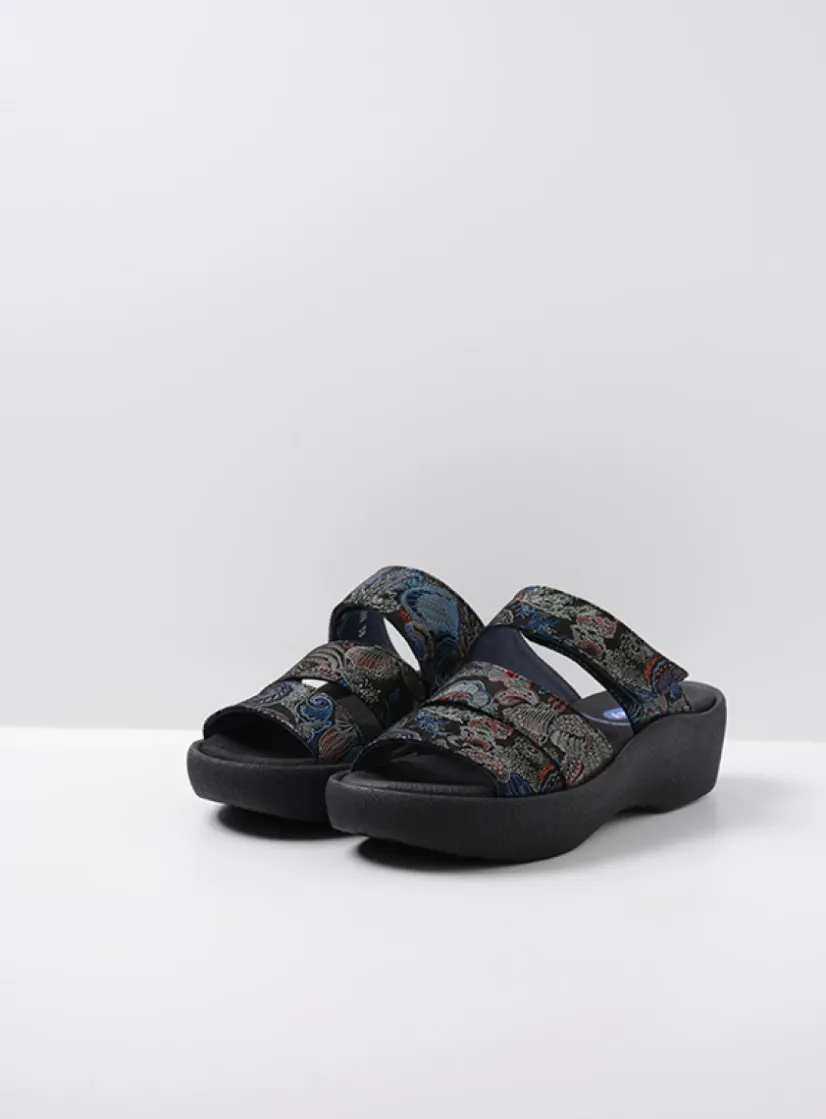 Wolky Aporia - zwart/blauw suede<DAMES Slippers
