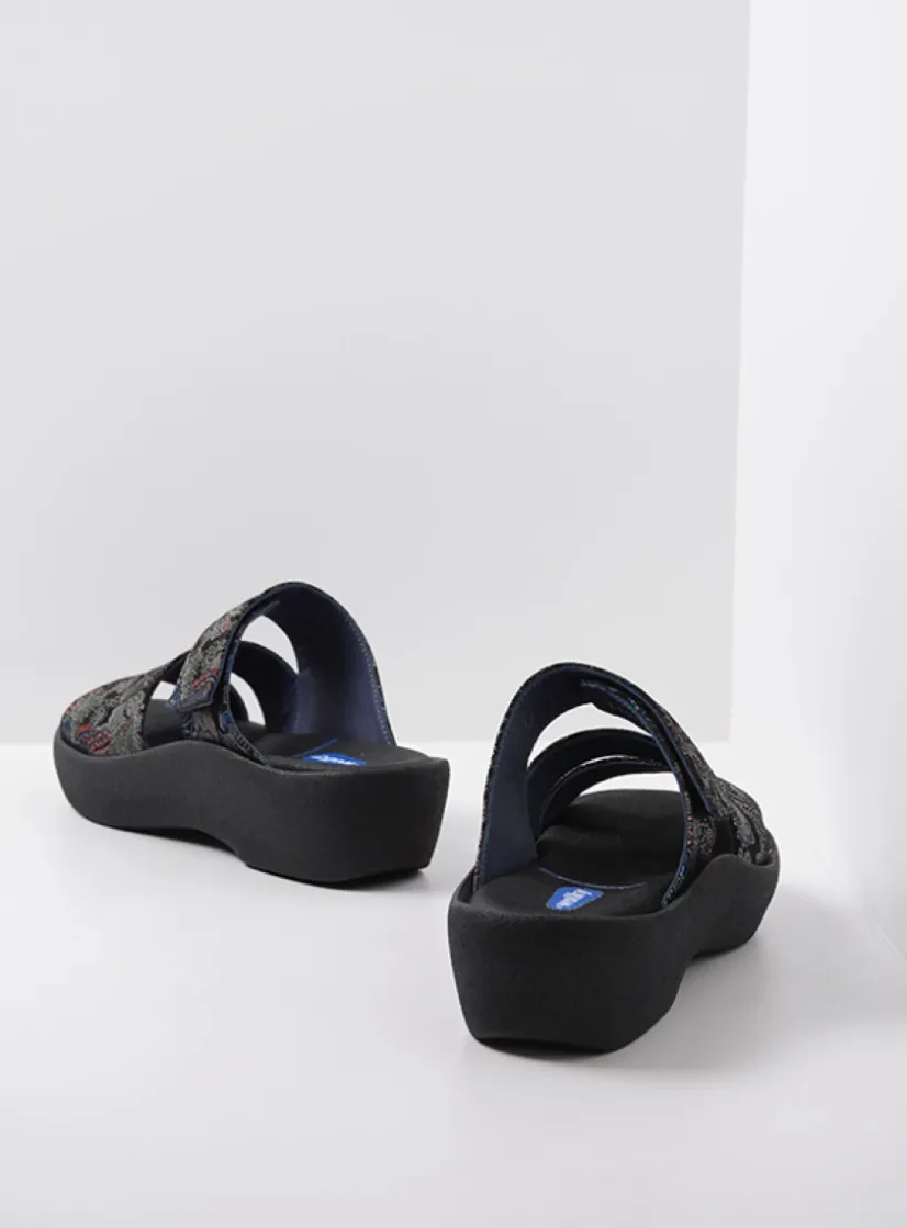 Wolky Aporia - zwart/blauw suede<DAMES Slippers