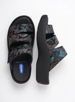 Wolky Aporia - zwart/blauw suede<DAMES Slippers