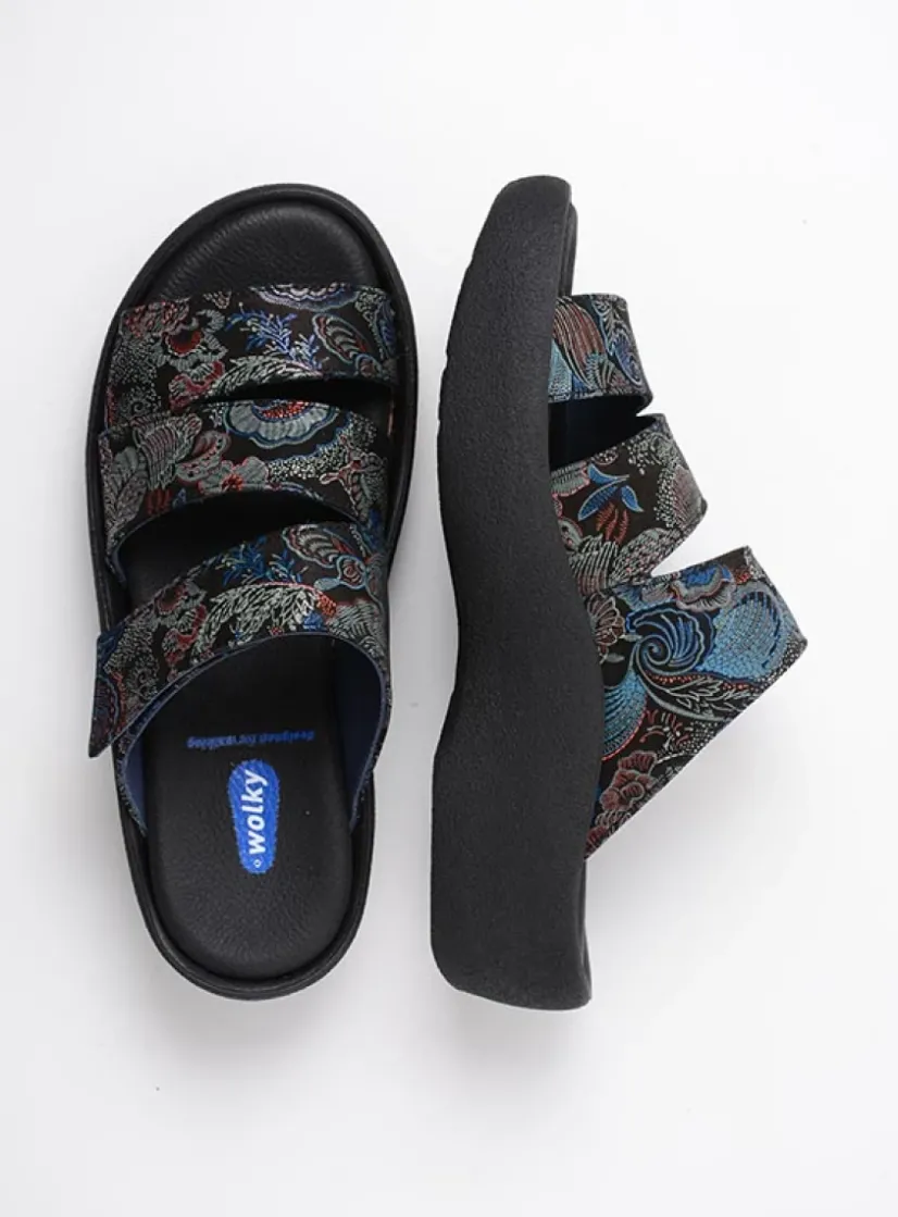 Wolky Aporia - zwart/blauw suede<DAMES Slippers