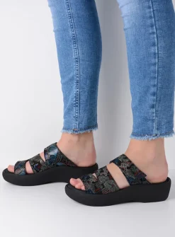 Wolky Aporia - zwart/blauw suede<DAMES Slippers