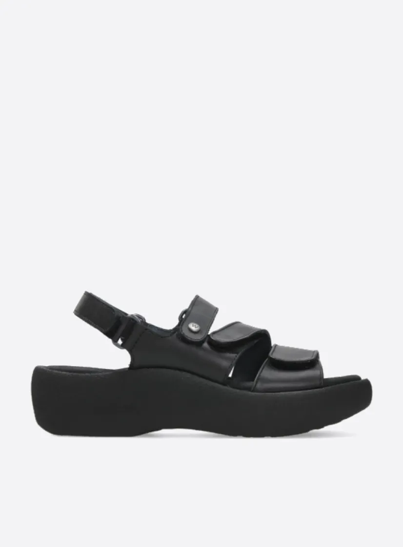Wolky Avalon - zwart leer<DAMES Sandalen