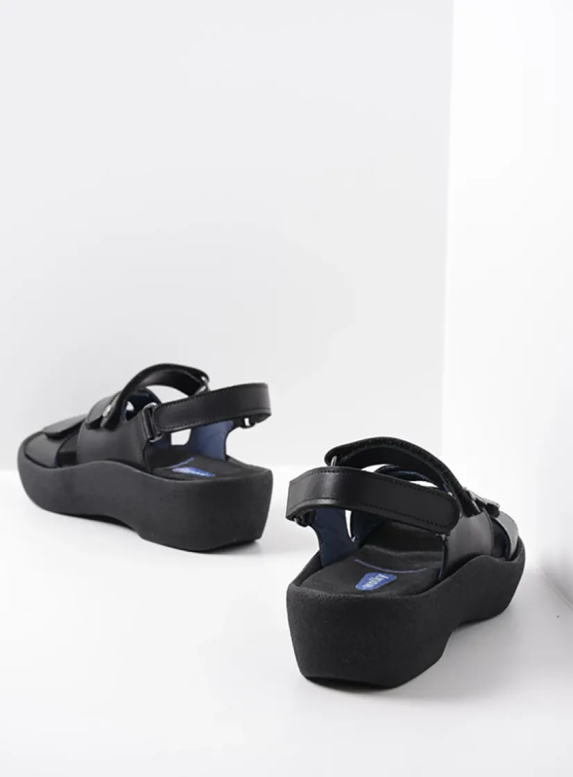 Wolky Avalon - zwart leer<DAMES Sandalen