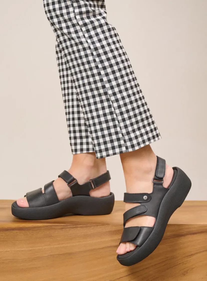 Wolky Avalon - zwart leer<DAMES Sandalen