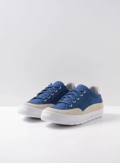 Wolky Babati - blauw canvas/suede<DAMES Lage Veterschoenen|Sneakers