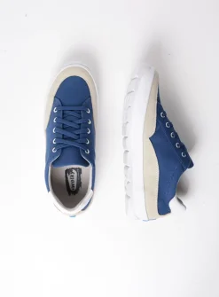 Wolky Babati - blauw canvas/suede<DAMES Lage Veterschoenen|Sneakers