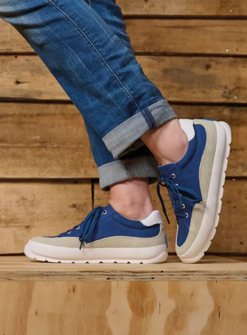 Wolky Babati - blauw canvas/suede<DAMES Lage Veterschoenen|Sneakers