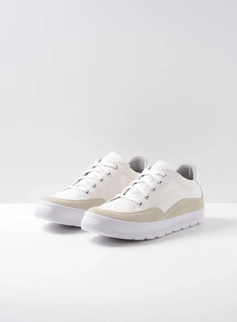Wolky Babati - ijswit canvas/suede<DAMES Lage Veterschoenen|Sneakers