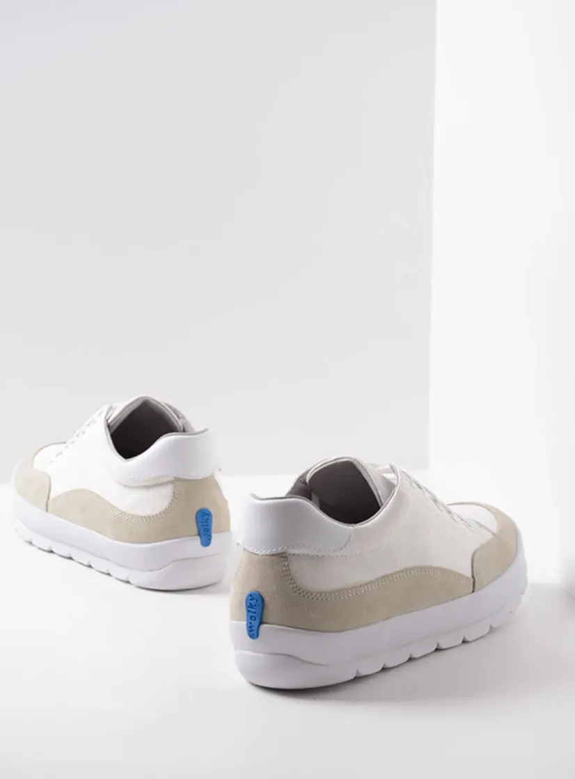 Wolky Babati - ijswit canvas/suede<DAMES Lage Veterschoenen|Sneakers