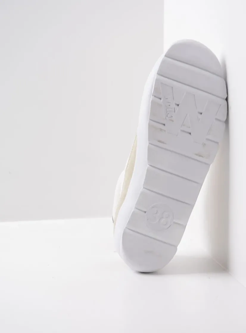 Wolky Babati - ijswit canvas/suede<DAMES Lage Veterschoenen|Sneakers