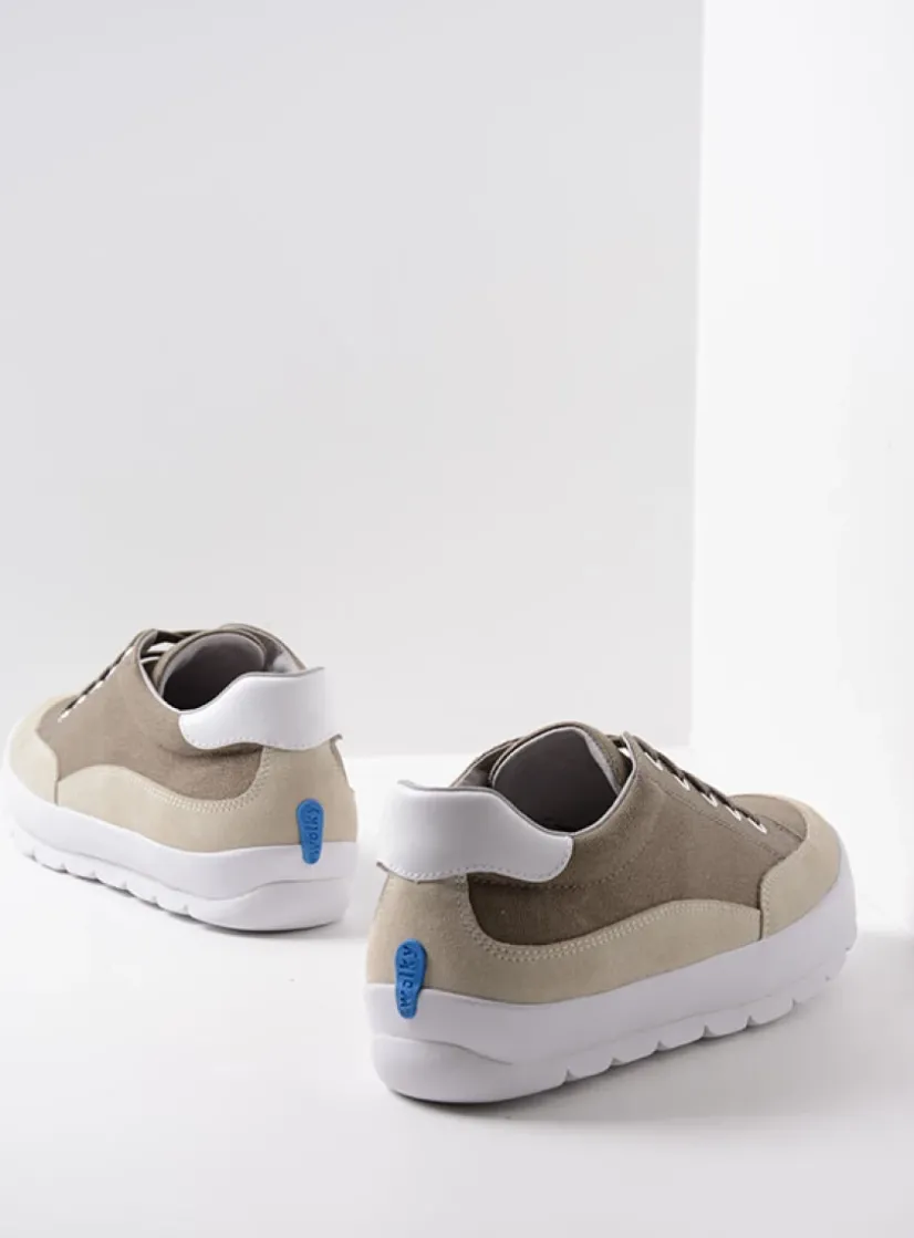 Wolky Babati - kaki canvas/suede<DAMES Lage Veterschoenen|Sneakers