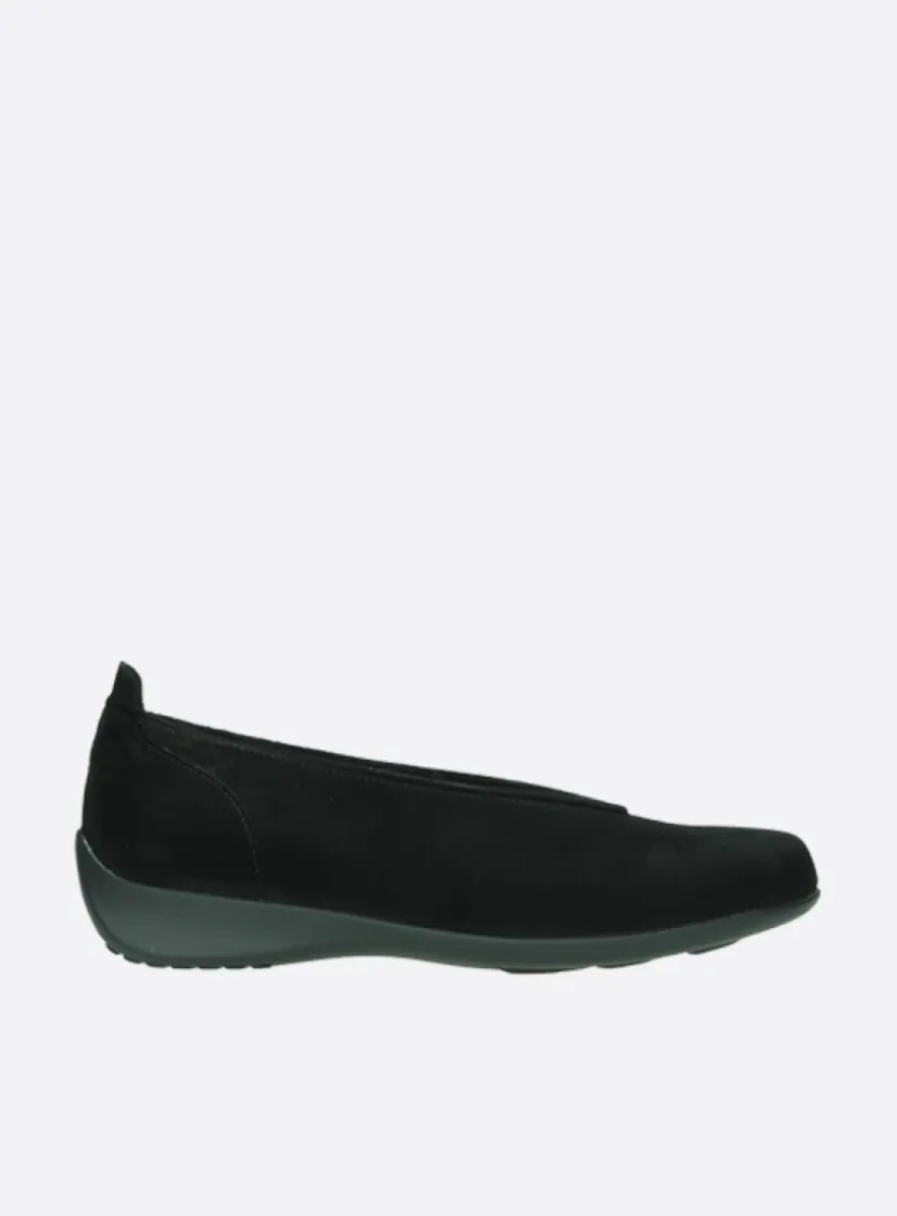 Wolky Ballet - zwart suede<DAMES Instappers