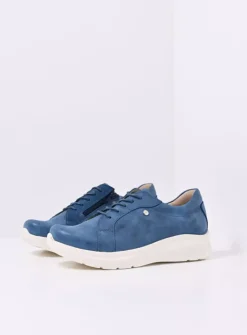 Wolky Blitz - blauw effectleer<DAMES Lage Veterschoenen|Sneakers
