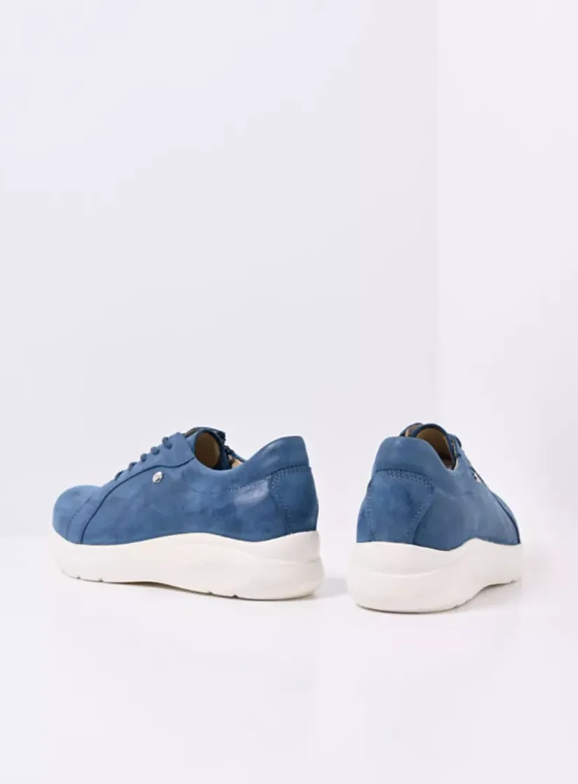Wolky Blitz - blauw effectleer<DAMES Lage Veterschoenen|Sneakers