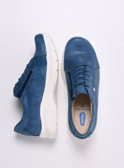 Wolky Blitz - blauw effectleer<DAMES Lage Veterschoenen|Sneakers