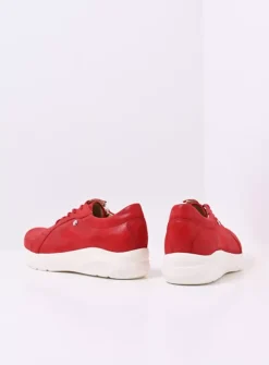 Wolky Blitz - rood effectleer<DAMES Lage Veterschoenen|Sneakers