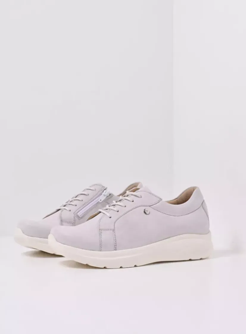 Wolky Blitz - wit effectleer<DAMES Lage Veterschoenen|Sneakers
